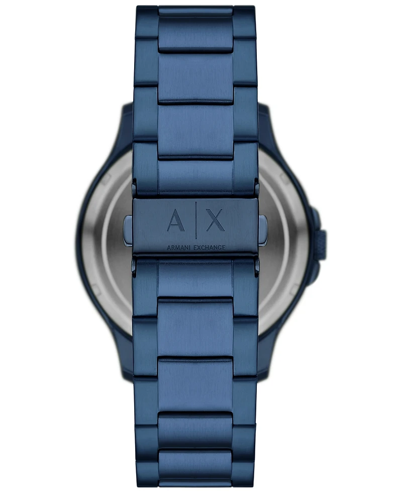 A|X Armani Exchange Men's Automatic Three-Hand Blue Stainless Steel Watch 46MM