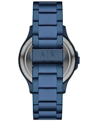 A|X Armani Exchange Men's Automatic Three-Hand Blue Stainless Steel Watch 46MM