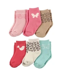 Luvable Friends Baby Girls 6pk Cuff Socks