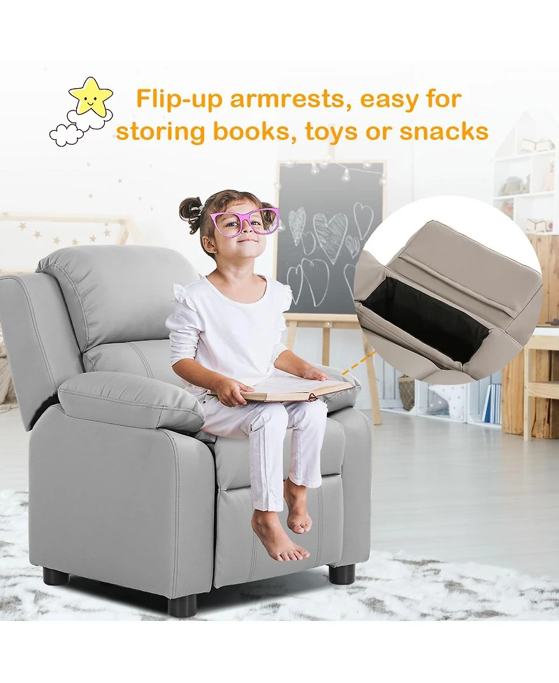 Costway Deluxe Padded Kids Sofa Armchair Recliner Headrest Children