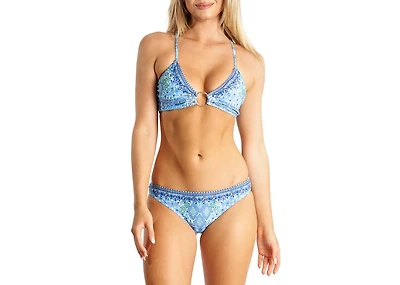 La Moda Clothing Women's Ring Hardware Floral Two Piece Bikini Set