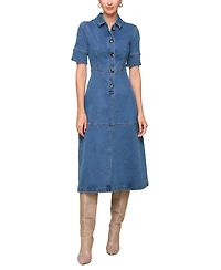 Avec Les Filles Women's Denim Midi Shirtdress