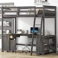 Streamdale Twin Loft Bed with Desk, Drawers & Shelves