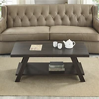 Streamdale Furniture Wood Shelf Coffee Table in Weathered Espresso