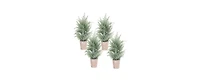 Slickblue Versatile Potted Icy Pine Tree Set (Pack of 4) - Ideal for Enhancing Home and Office Spaces with Winter Vibes