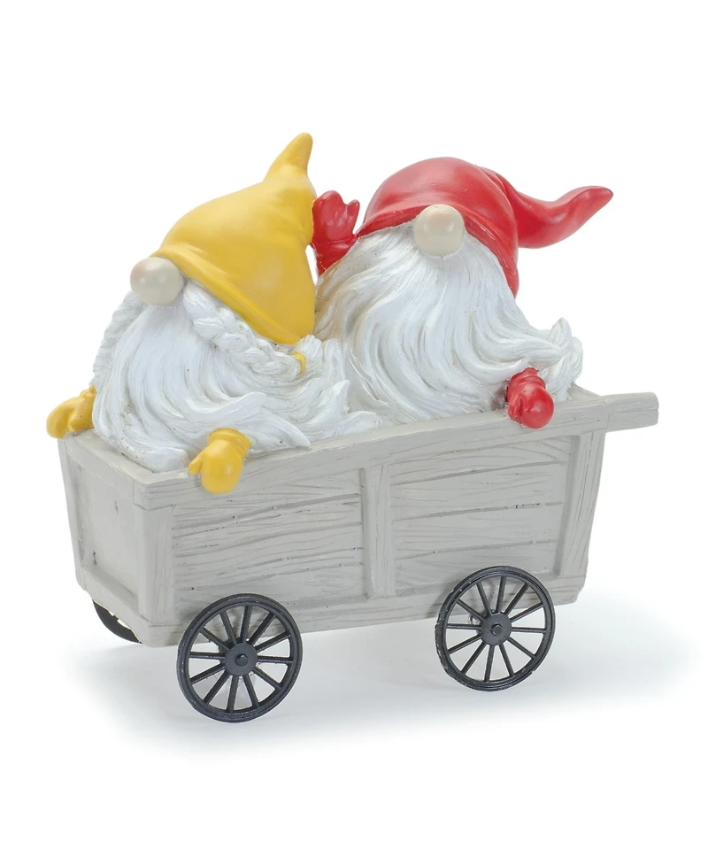 Slickblue Whimsical Garden Gnome Figurine Riding A Scooter And Wheelbarrow (Set of 2)
