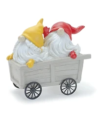 Slickblue Whimsical Garden Gnome Figurine Riding A Scooter And Wheelbarrow (Set of 2)