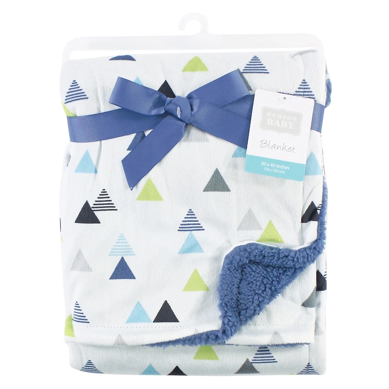 Hudson Baby Boys Dual-Sided Mink and Sherpa Plush Throw