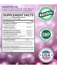 Super Antioxidants Supplement | Powerful Super Food Antioxidant Daily Blend | Acai Berry, Goji, Pomegranate & Trans Resveratrol | Herbal and Fruit For