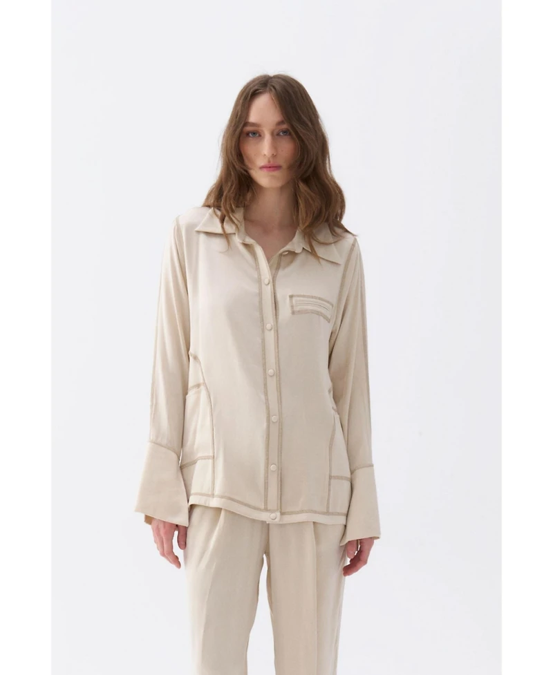 Nocturne Women's Contrast Topstitched Shirt