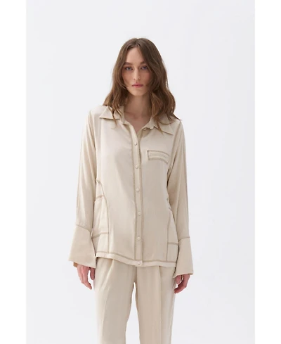 Nocturne Women's Contrast Topstitched Shirt