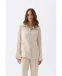 Nocturne Women's Contrast Topstitched Shirt