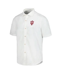 Tommy Bahama Men's White Indiana Hoosiers Coconut Point Palm Vista IslandZone Camp Button-Up Shirt