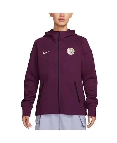 Nike Women's Burgundy Paris Saint-Germain 2024/25 Tech Fleece Full-Zip Hoodie