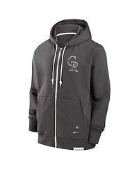 Nike Men's Charcoal Colorado Rockies Authentic Collection Travel Player Performance Full-Zip Hoodie