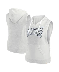 Fanatics Women's Ash New York Yankees Lounge Script Sleeveless Pullover Hoodie