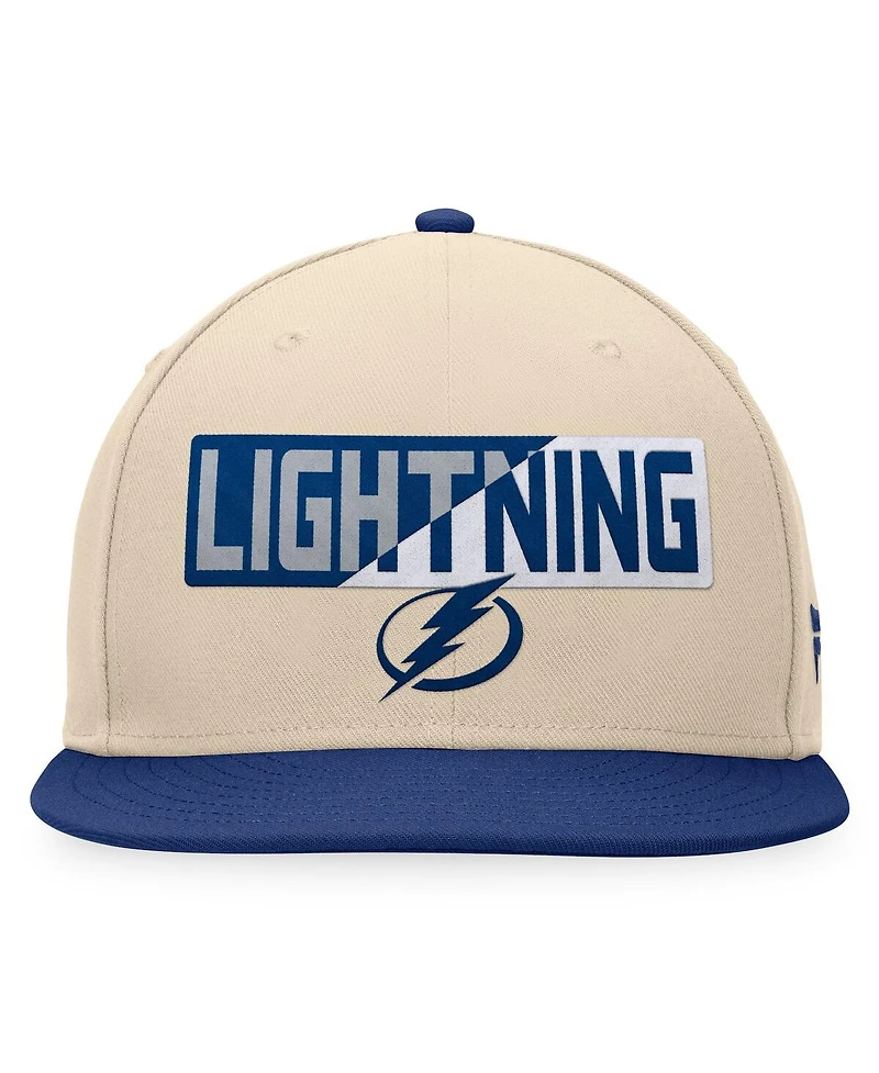 Fanatics Men's Cream/Blue Tampa Bay Lightning Goalaso Snapback Hat