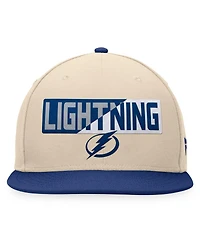 Fanatics Men's Cream/Blue Tampa Bay Lightning Goalaso Snapback Hat