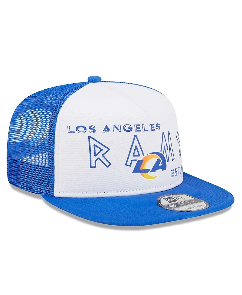 New Era Men's White/Royal Los Angeles Rams Banger 9FIFTY Trucker Snapback Hat