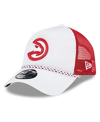New Era Men's White/Red Atlanta Hawks Court Sport Foam A-Frame 9FORTY Adjustable Trucker Hat