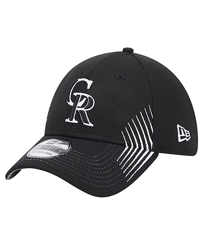 New Era Men's Black Colorado Rockies Active Dash Mark 39THIRTY Flex Hat
