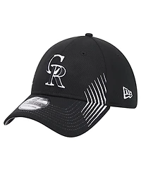 New Era Men's Black Colorado Rockies Active Dash Mark 39THIRTY Flex Hat