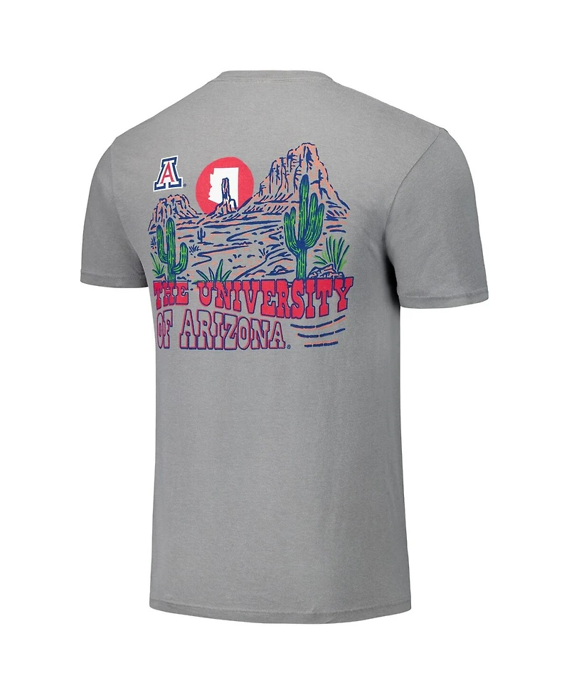 Image One Men's and Women's Gray Arizona Wildcats Hyper Local Cactus Sketch Scene T-Shirt