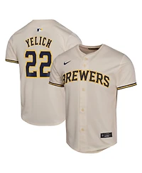 Nike Big Boys and Girls Christian Yelich Cream Milwaukee Brewers Home Game Player Jersey