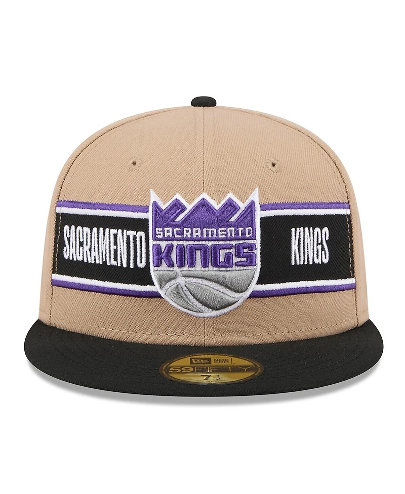 New Era Men's Tan/Black Sacramento Kings 2024 Nba Draft 59FIFTY Fitted Hat