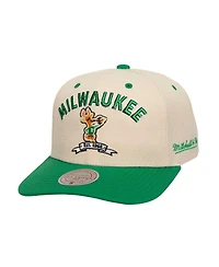 Mitchell & Ness Men's Cream/Green Milwaukee Bucks 2x Nba Champions Soul Legacy Defined Snapback Hat
