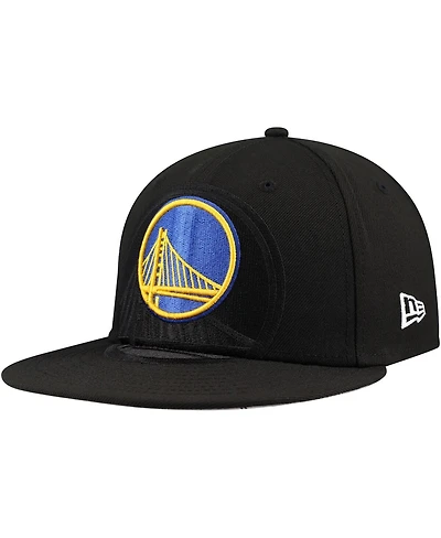 New Era Men's Black Golden State Warriors Blackout Shadow Logo 59FIFTY Fitted Hat