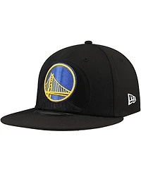 New Era Men's Black Golden State Warriors Blackout Shadow Logo 59FIFTY Fitted Hat
