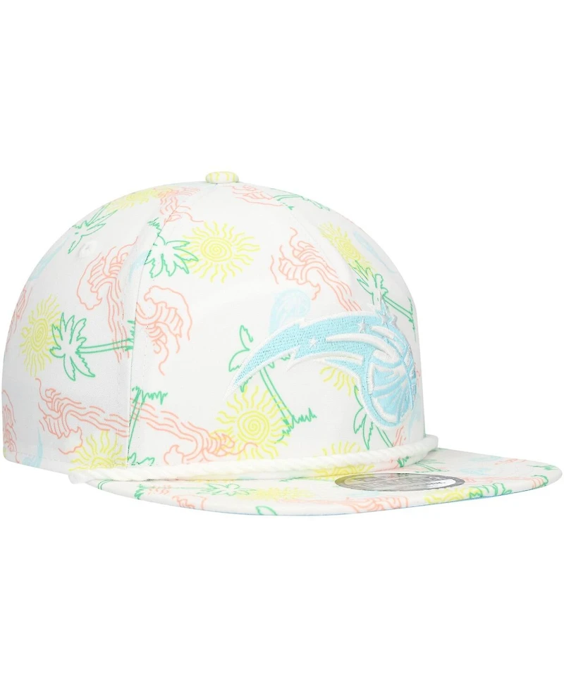 New Era Men's White Orlando Magic Palm Trees and Waves Golfer Adjustable Hat