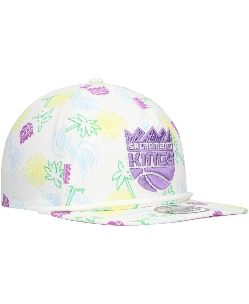 New Era Men's White Sacramento Kings Palm Trees and Waves Golfer Adjustable Hat
