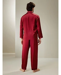 Lilysilk Men's Long Silk Pajamas Set with Contrast Trim for Men
