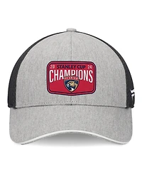 Fanatics Men's Gray/Charcoal Florida Panthers 2024 Stanley Cup Champions Locker Room Meshback Structured Adjustable Hat