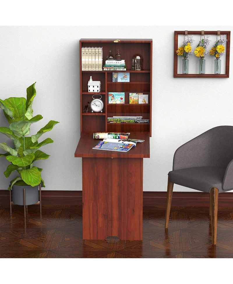 Homcom Wall Mount Writing Table Convertible Folding Computer Desk Storage Home Office