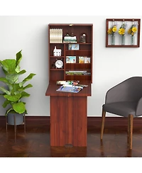 Homcom Wall Mount Writing Table Convertible Folding Computer Desk Storage Home Office