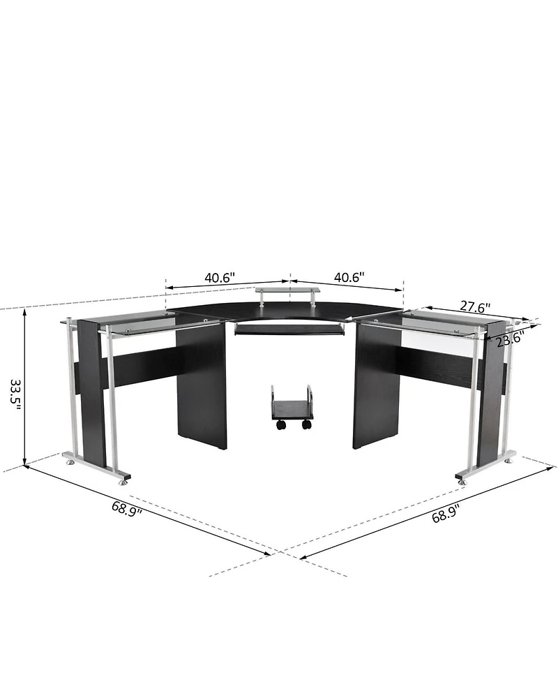 Homcom 69" L-Shaped Computer Desk Modern Pc Sd Corner Workstation Office
