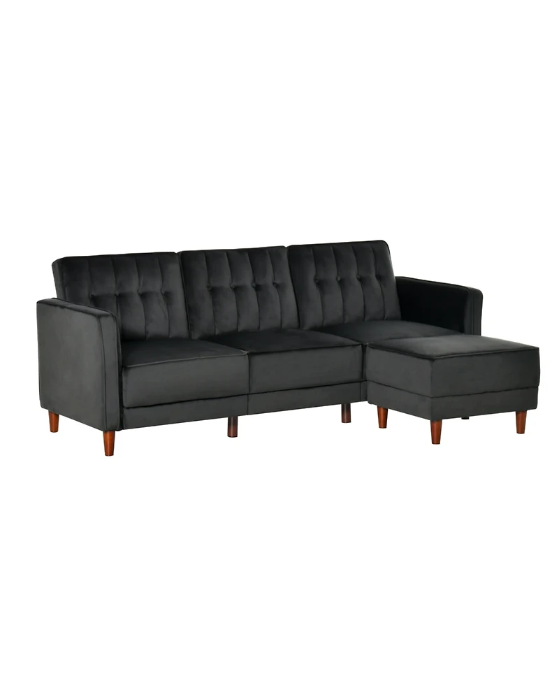 Homcom Velvet-Touch Upholste Reclining Sectional Sofa Sleeper Bed Futon