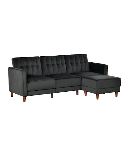 Homcom Velvet-Touch Upholste Reclining Sectional Sofa Sleeper Bed Futon