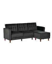 Homcom Velvet-Touch Upholste Reclining Sectional Sofa Sleeper Bed Futon