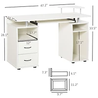 Homcom Computer Office Desk Table Workstation w/Keyboard Tray, & Drawer, White