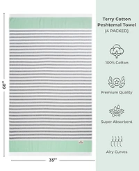 American Soft Linen Peshtemal 100% Turkish Cotton 4-Pack Beach Towels, 35" x 60"