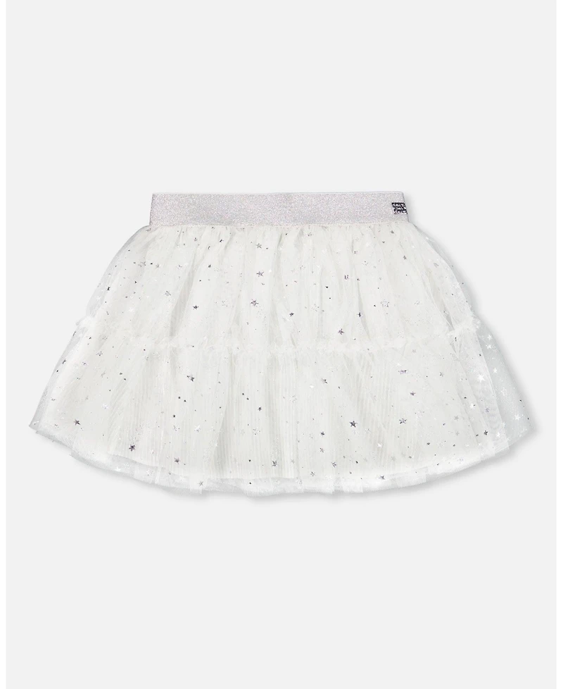 Deux par Deux Toddler Girls Glittering Tulle Skirt Off White - Toddler|Child