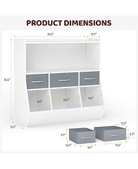 Sugift Large Printer Stand, 23.6" W x 18.9" D x 31.5" H Large Printer Table with Adjustable Storage Shelf, 3 Tier Rolling Printer Cart