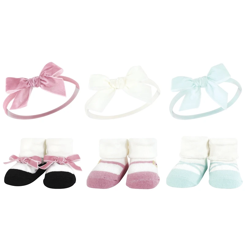 Hudson Baby Girls 12-Pack Headband & Socks Giftset Bundle