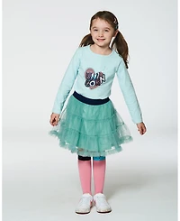Deux par Big Girls Organic Cotton T-Shirt With Print Light Blue