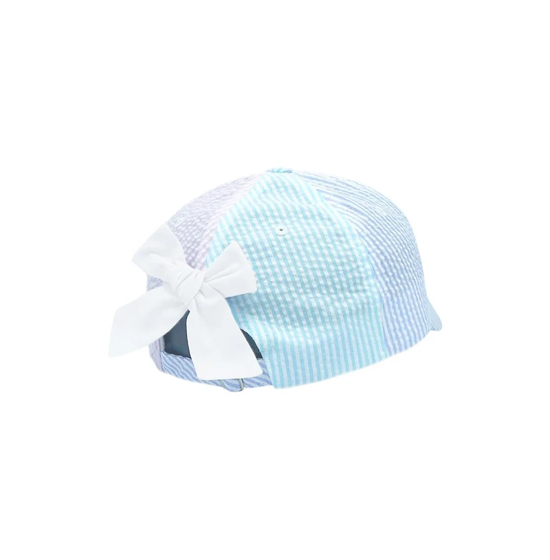 Bits & Bows Baby Girls Seersucker Bow Baseball Hat