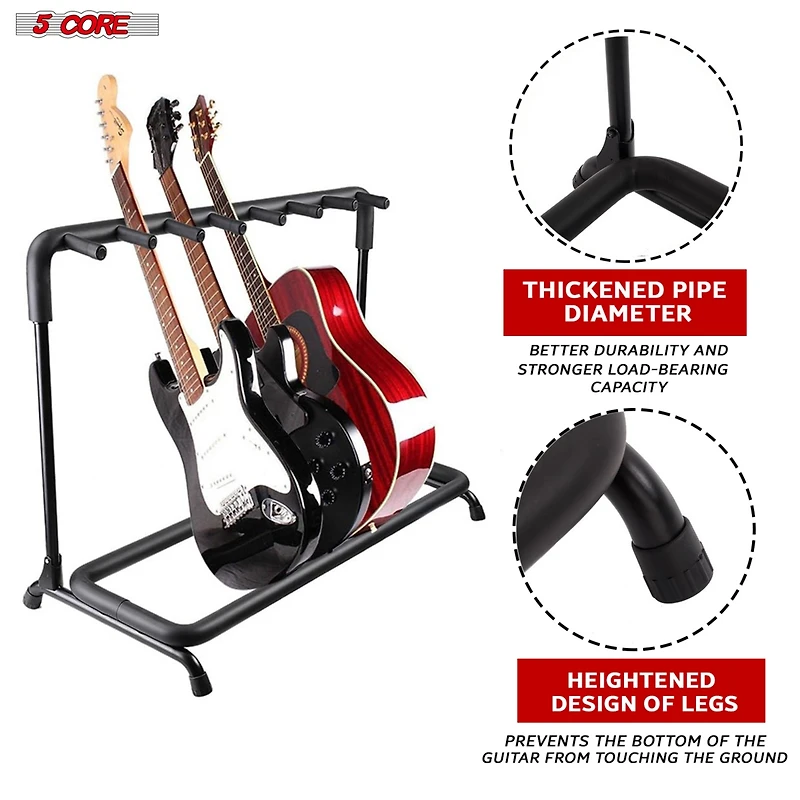 5 Core Guitar Rack 7 Slot Multi Guitars Stands Floor Safe Storage for Electric Acoustic Flying V Guitars